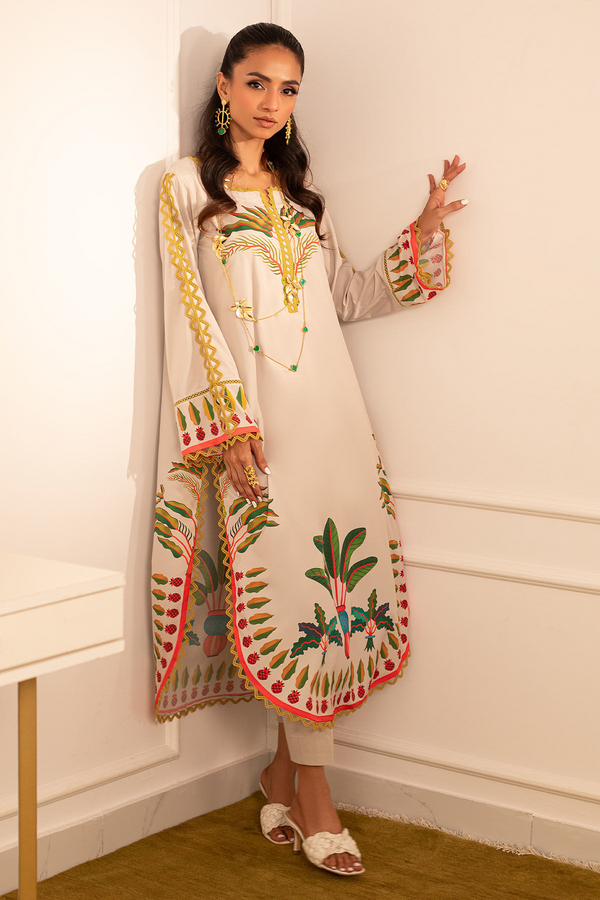 Tropical Grace – Printed Silk 2-PC Suit