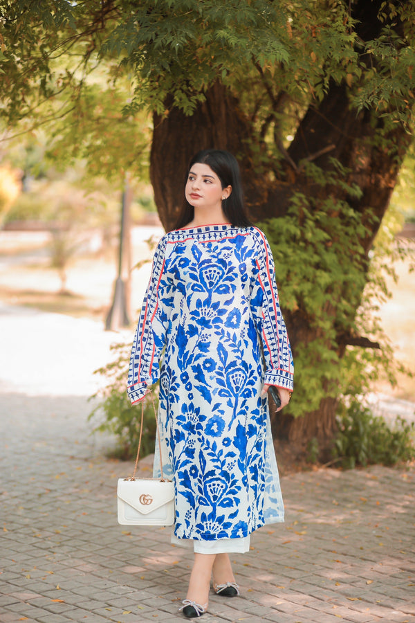 Blue Blossom Grace – 2 Piece Silk Set 💙